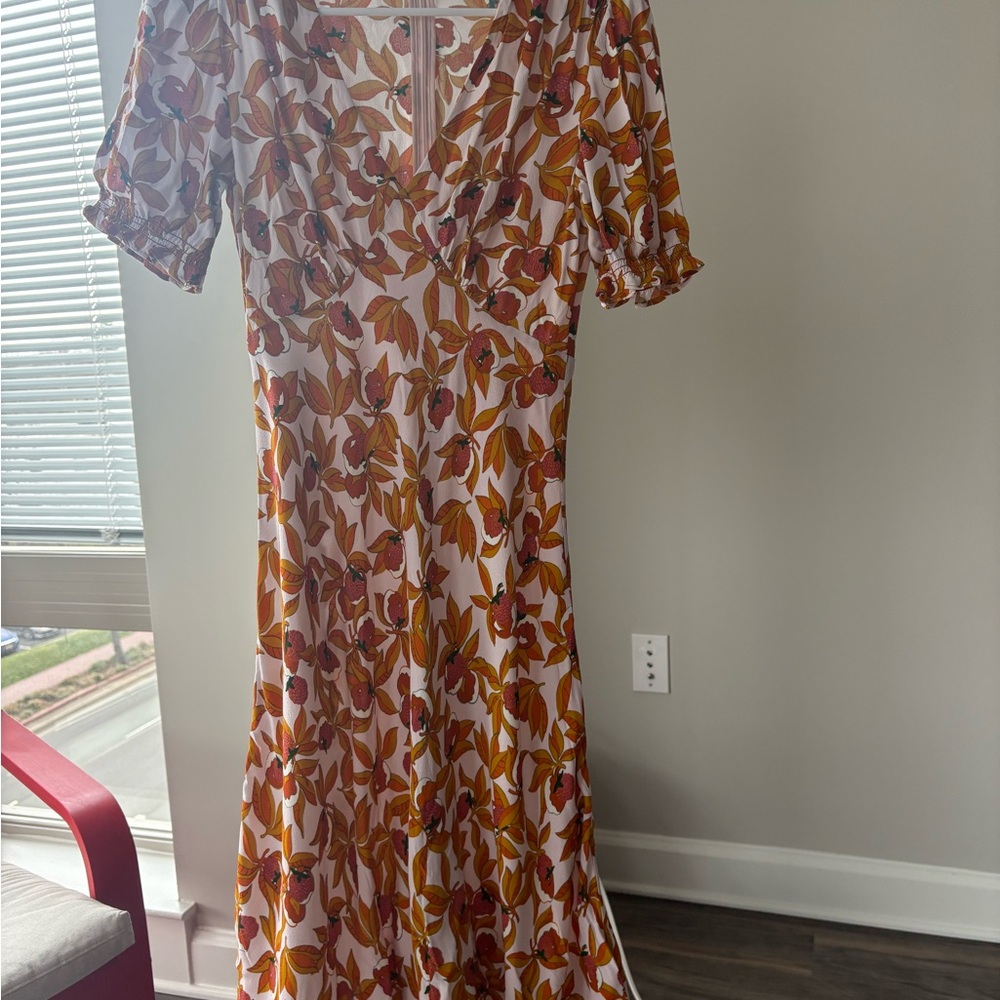 Diane Von Furstenberg Rust and Cream Floral Maxi Dress